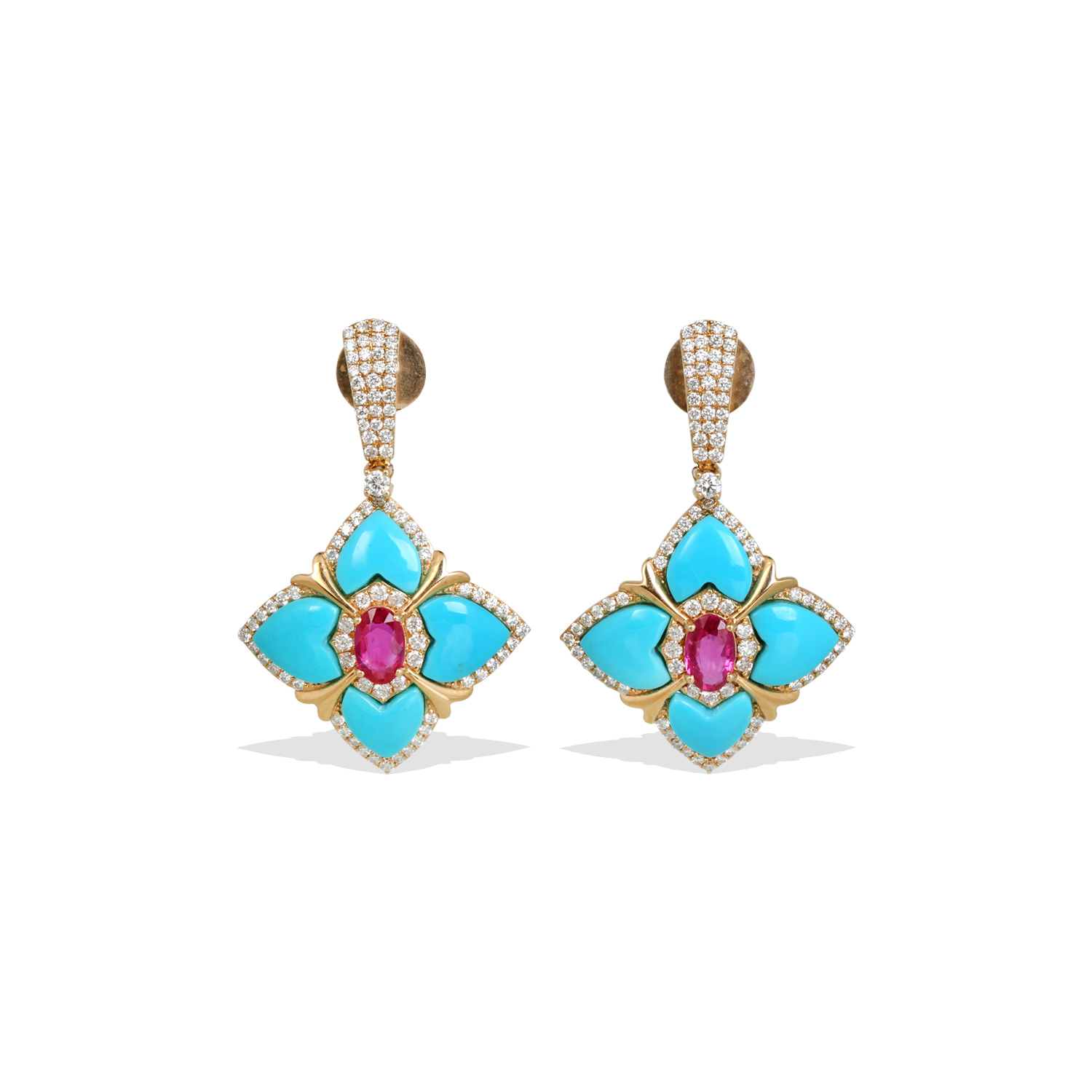 His Turquoise and Ruby Earrings