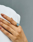 Labradorite Square 18K Gold Ring