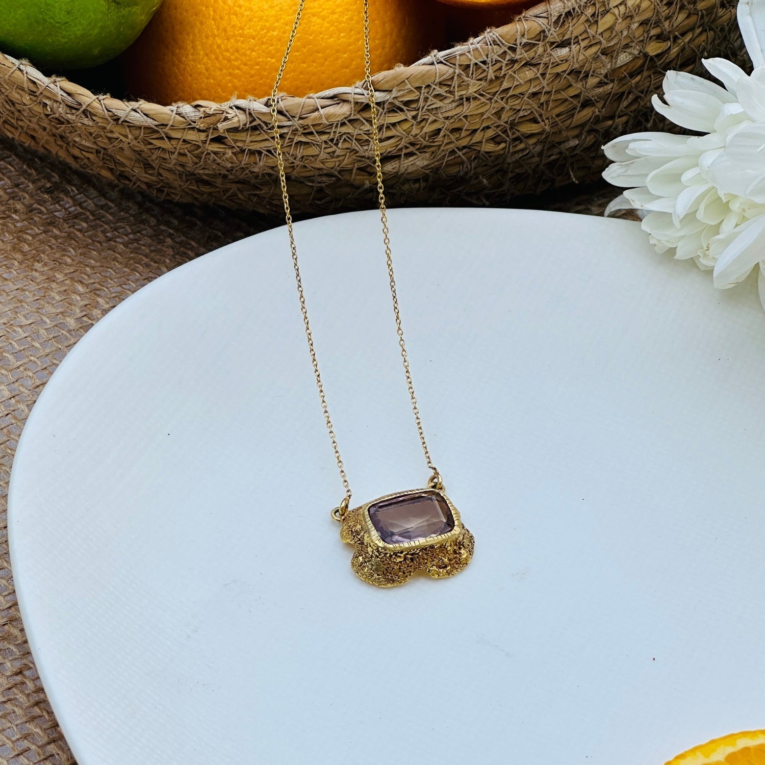 Ellis Amethyst 18K Gold Plated Silver 925 Love Necklace