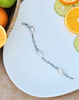 Pellet Pearl and Blue Topaz Silver 925 Bracelet