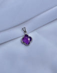 Amethyst Flower 18K White Gold Pendant