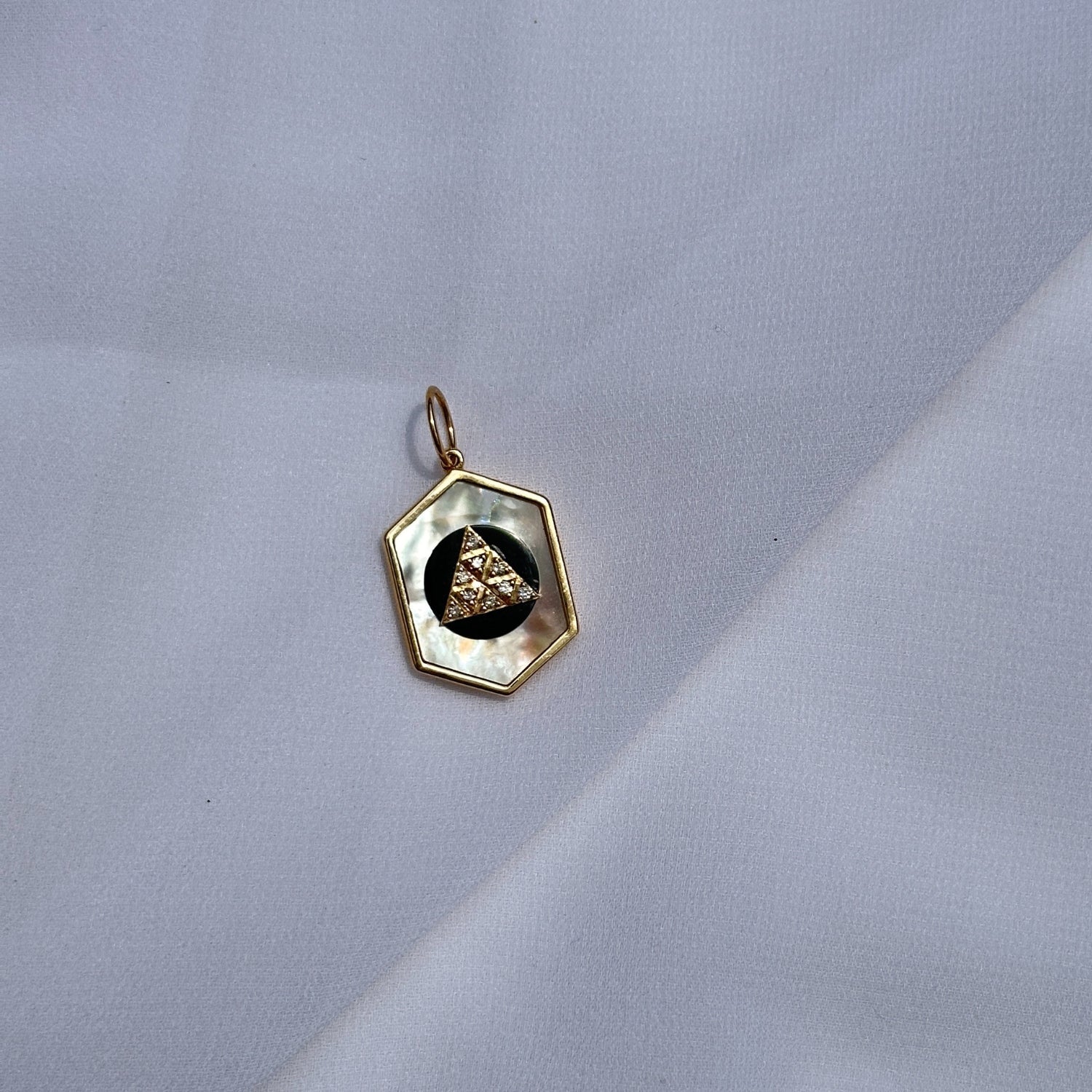 Black Onyx & Diamond 14K Gold Pendant