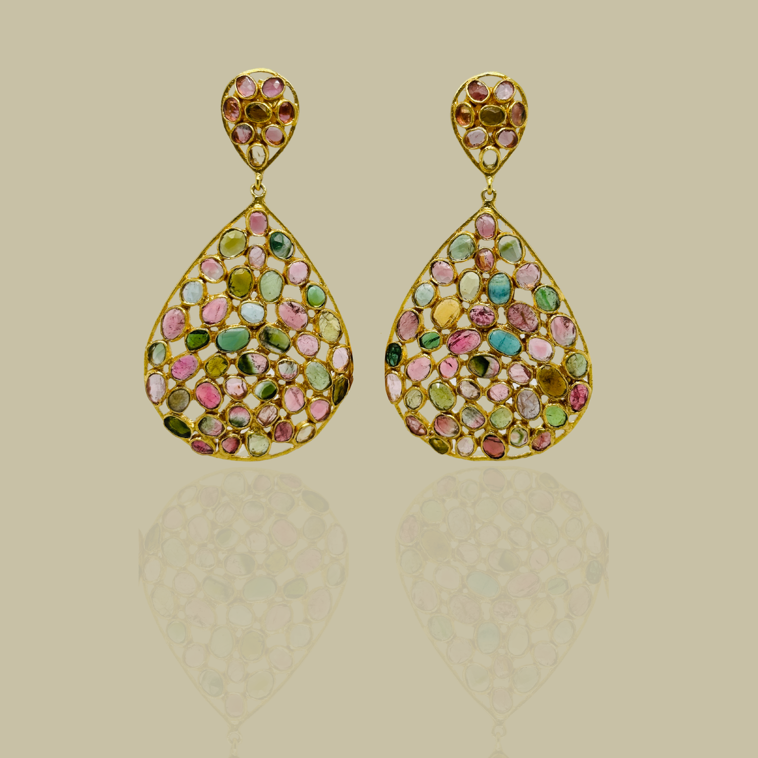 Alma Tourmaline 18K Gold Plated Silver 925 Earrings
