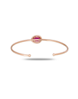 18K Rose Gold Ruby Diamond Halo Open Cuff Bracelet Rear View