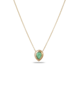 18K Yellow Gold Pear Emerald Diamond Halo Pendant Angled View