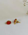 Coral & Diamond 18K Gold Earrings