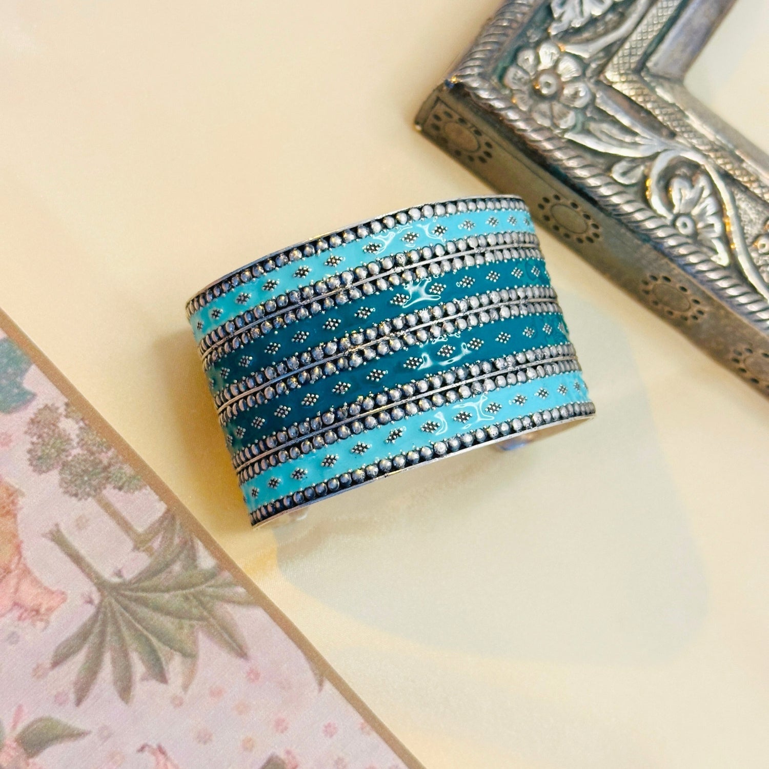 Kupara Enamel Silver 925 Cuff Bangle