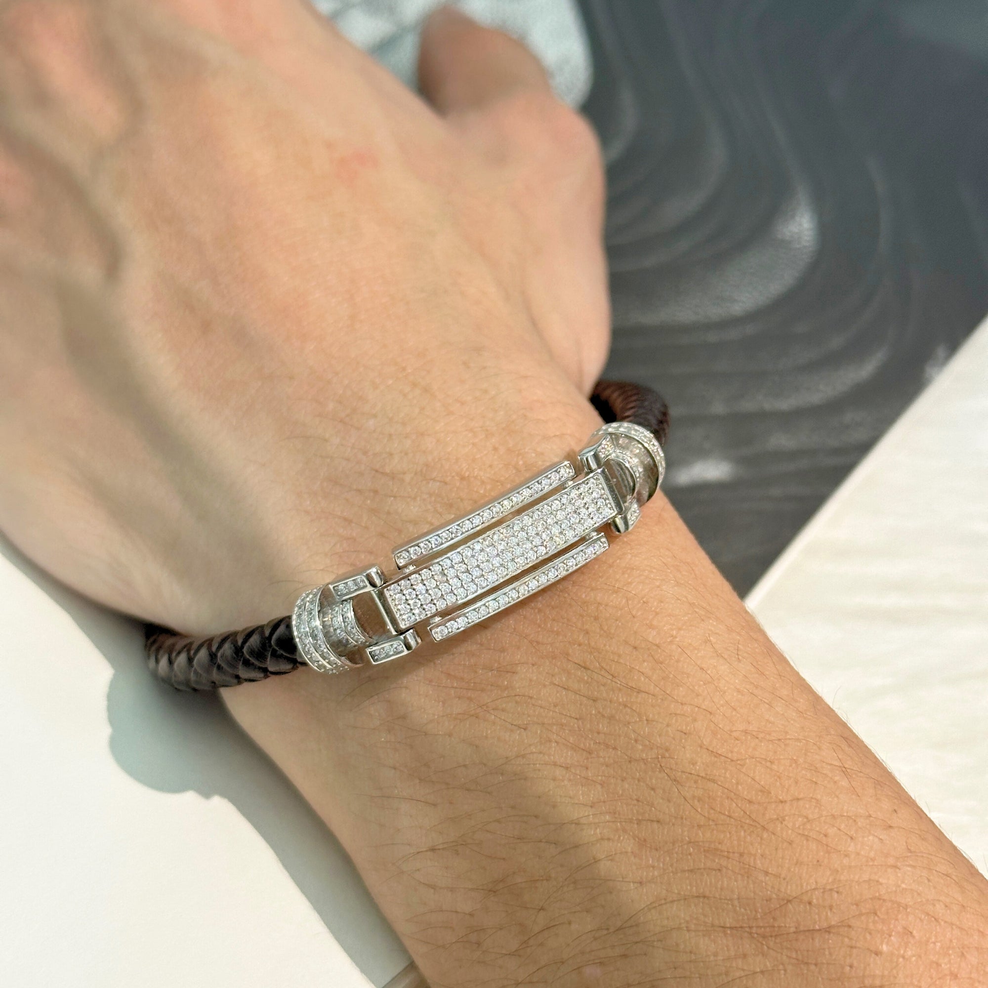 Bron Men's Zircon Silver 925 Bracelet