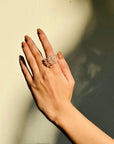 Pink Hues Beads Silver 925 Ring