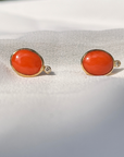 Coral & Diamond 18K Gold Earrings