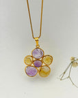 Flower Citrine and Amethyst 18k Gold Plated Silver 925 Pendant
