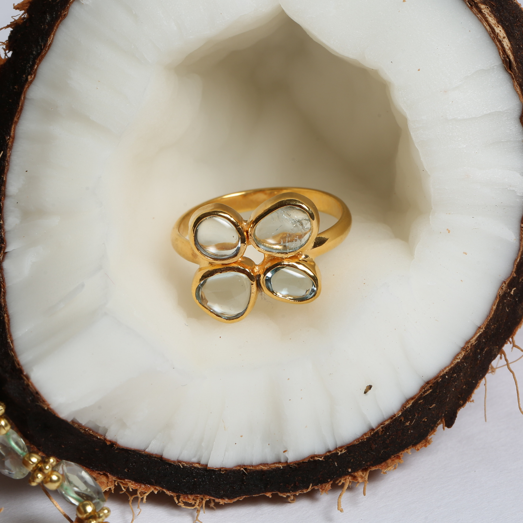 Pippin Aquamarine Gold Plated Silver 925 Ring