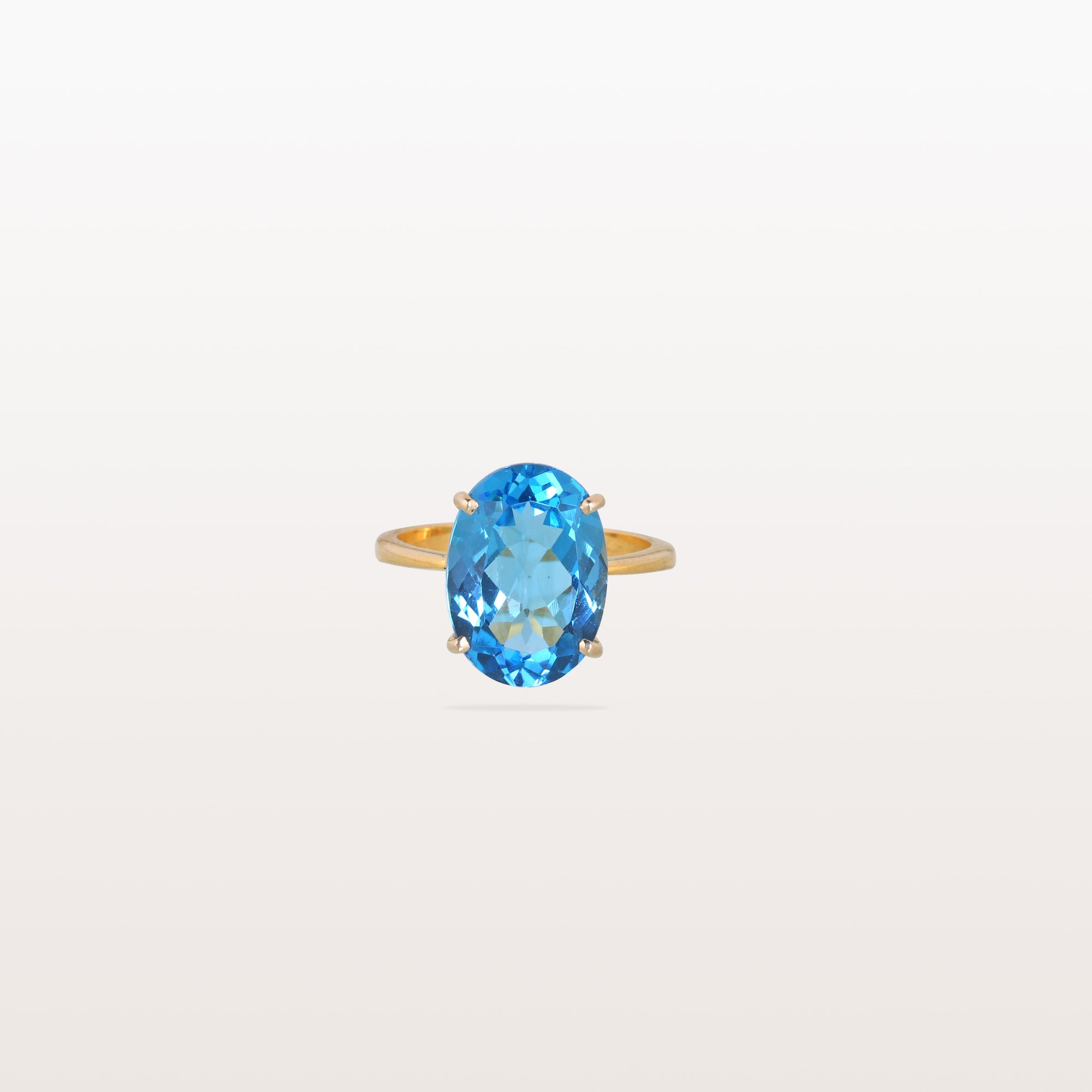 Blue Topaz Big Oval 18K Gold Ring