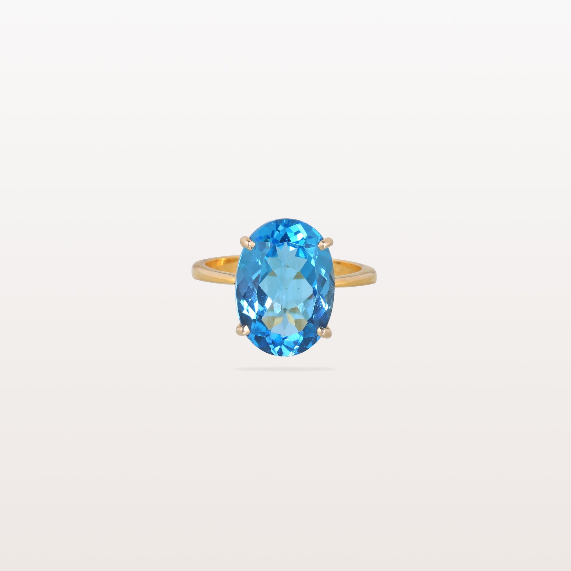 Blue Topaz Big Oval 18K Gold Ring
