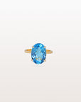 Blue Topaz Big Oval 18K Gold Ring