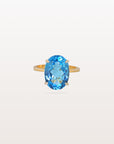 Blue Topaz Big Oval 18K Gold Ring