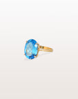 Blue Topaz Big Oval 18K Gold Ring