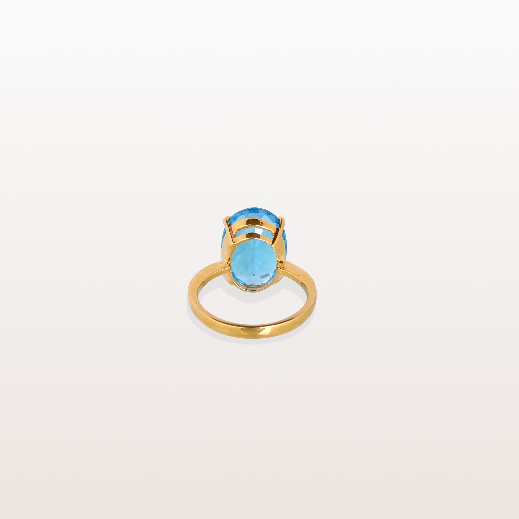 Blue Topaz Big Oval 18K Gold Ring