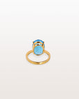 Blue Topaz Big Oval 18K Gold Ring