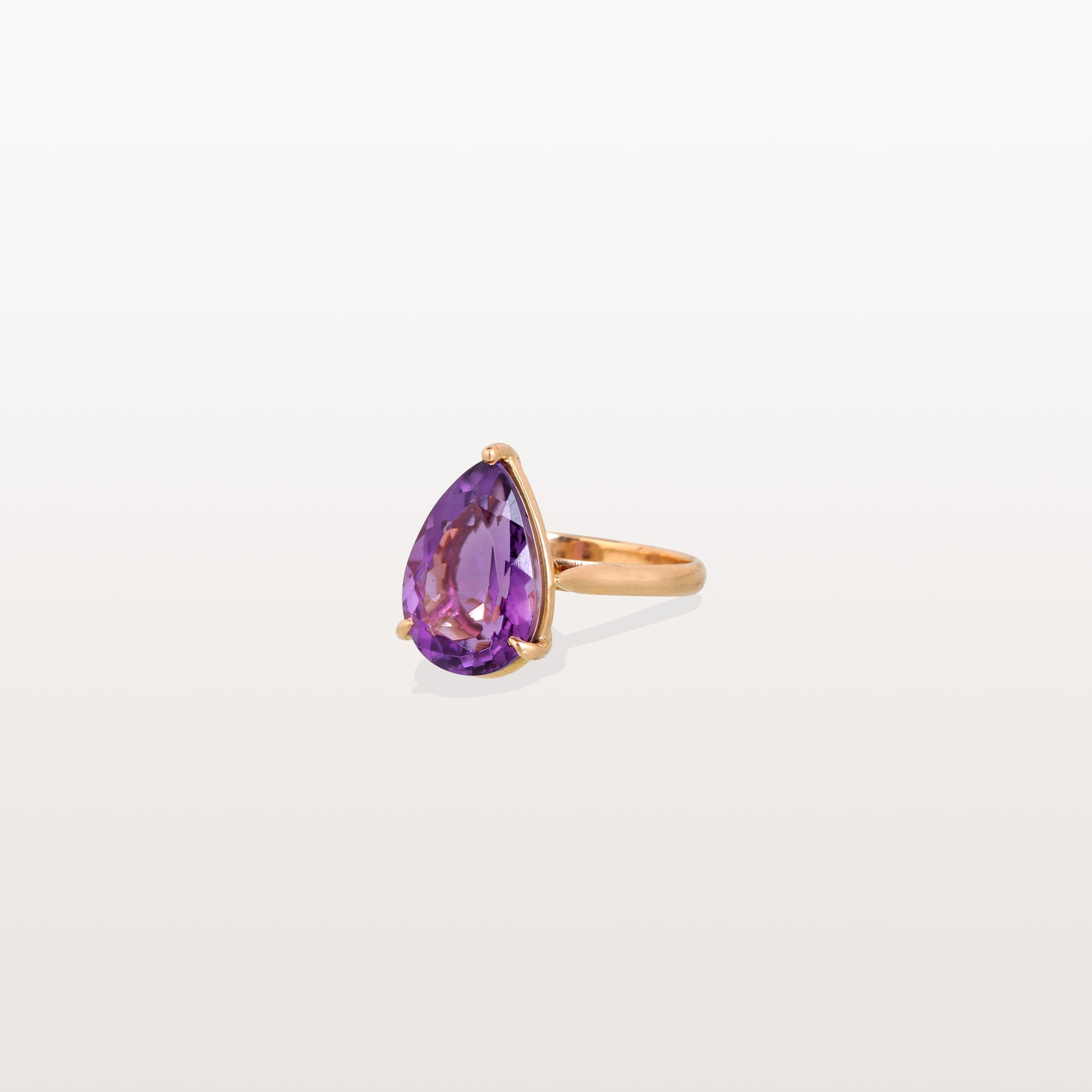Amethyst Pear 18K Gold Ring