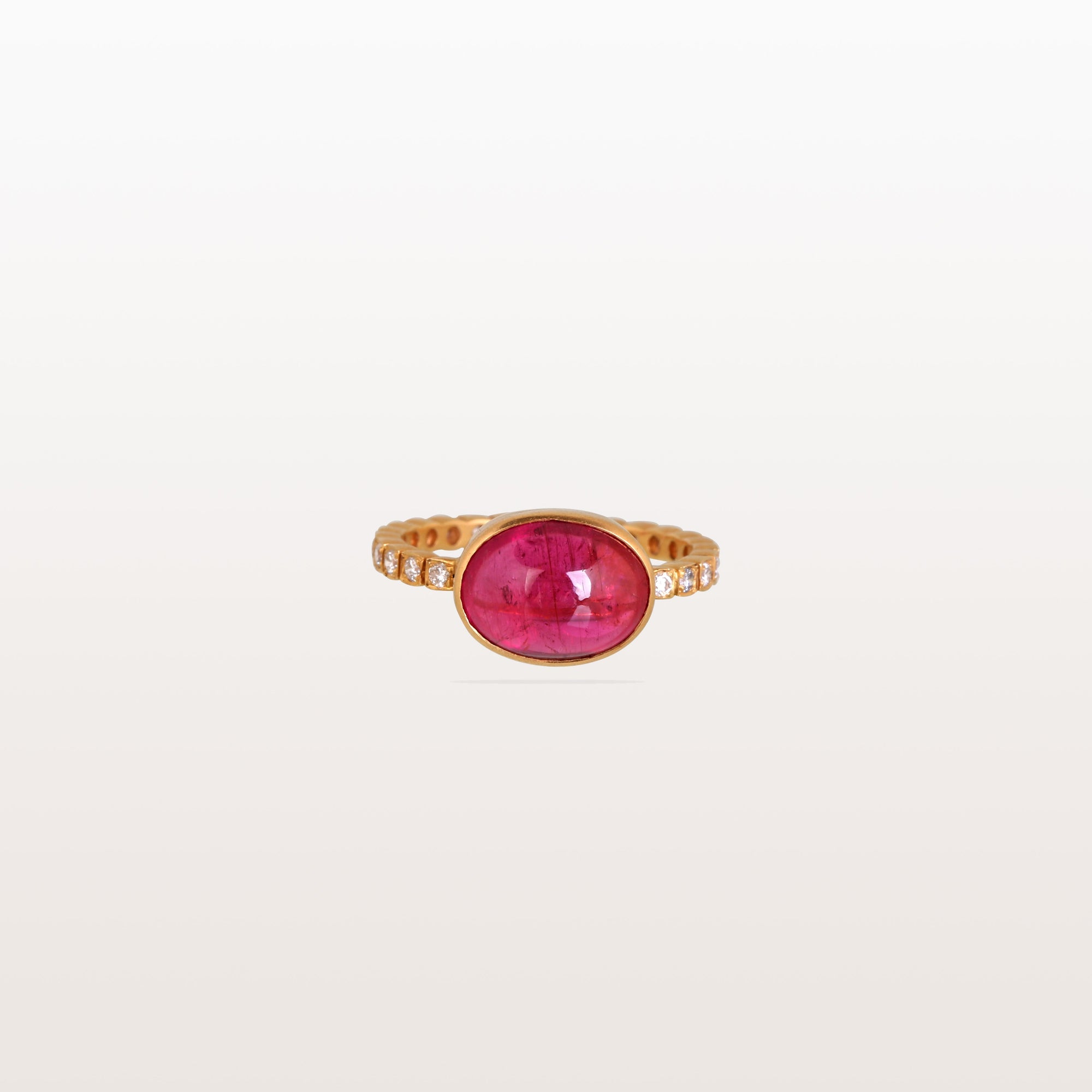Pink Tourmaline 18K Gold Ring with Diamonds