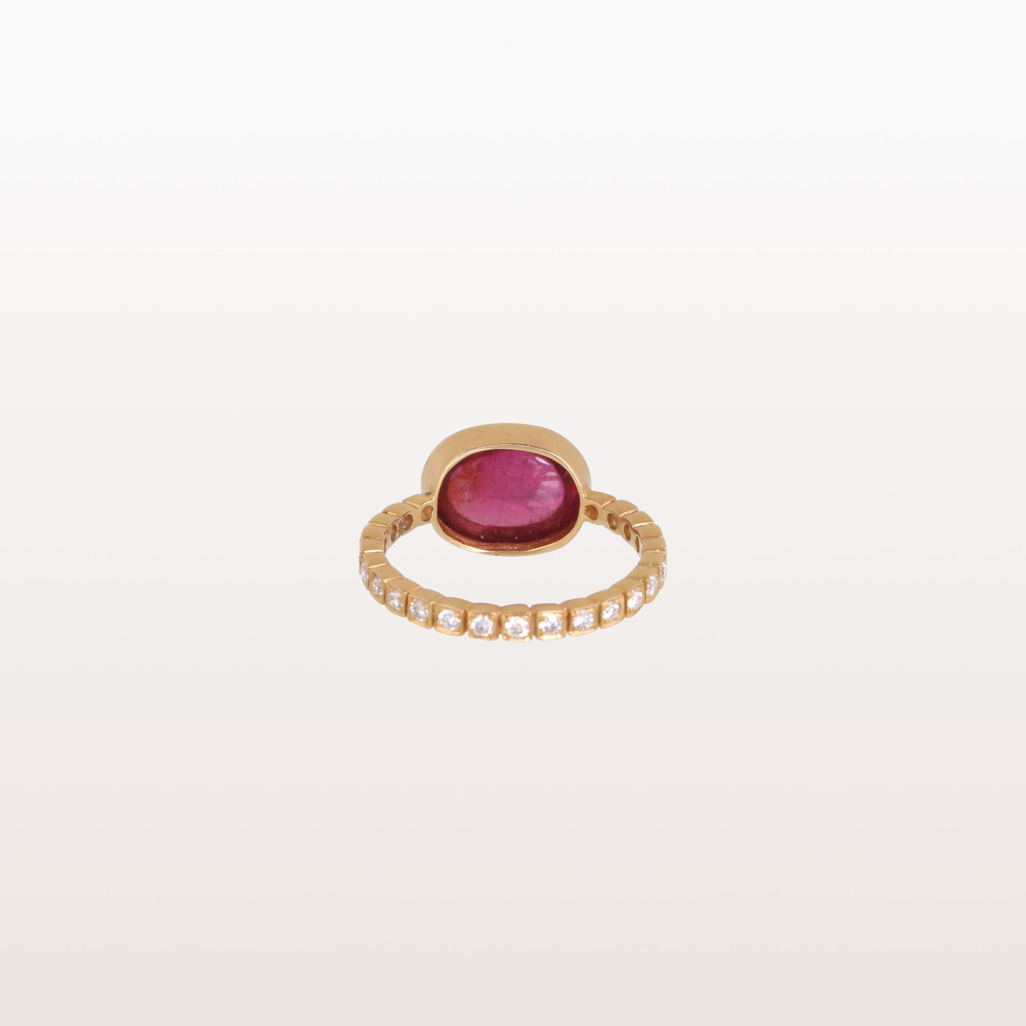 Pink Tourmaline 18K Gold Ring with Diamonds