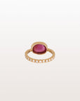 Pink Tourmaline 18K Gold Ring with Diamonds