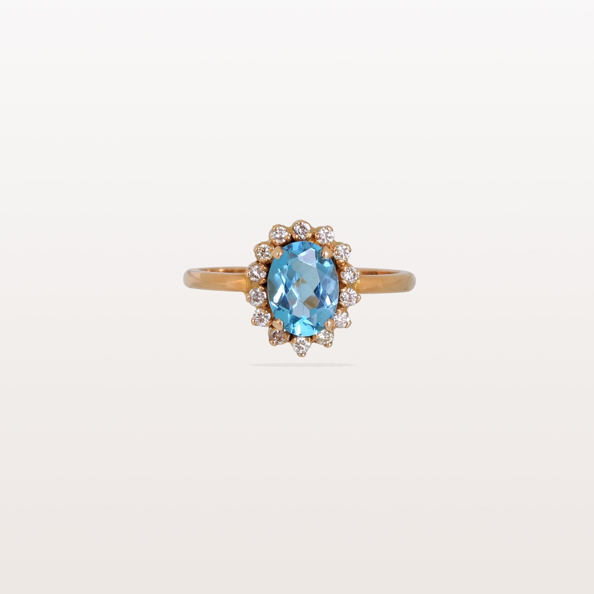 Blue Topaz and Diamond 18K Gold Ring