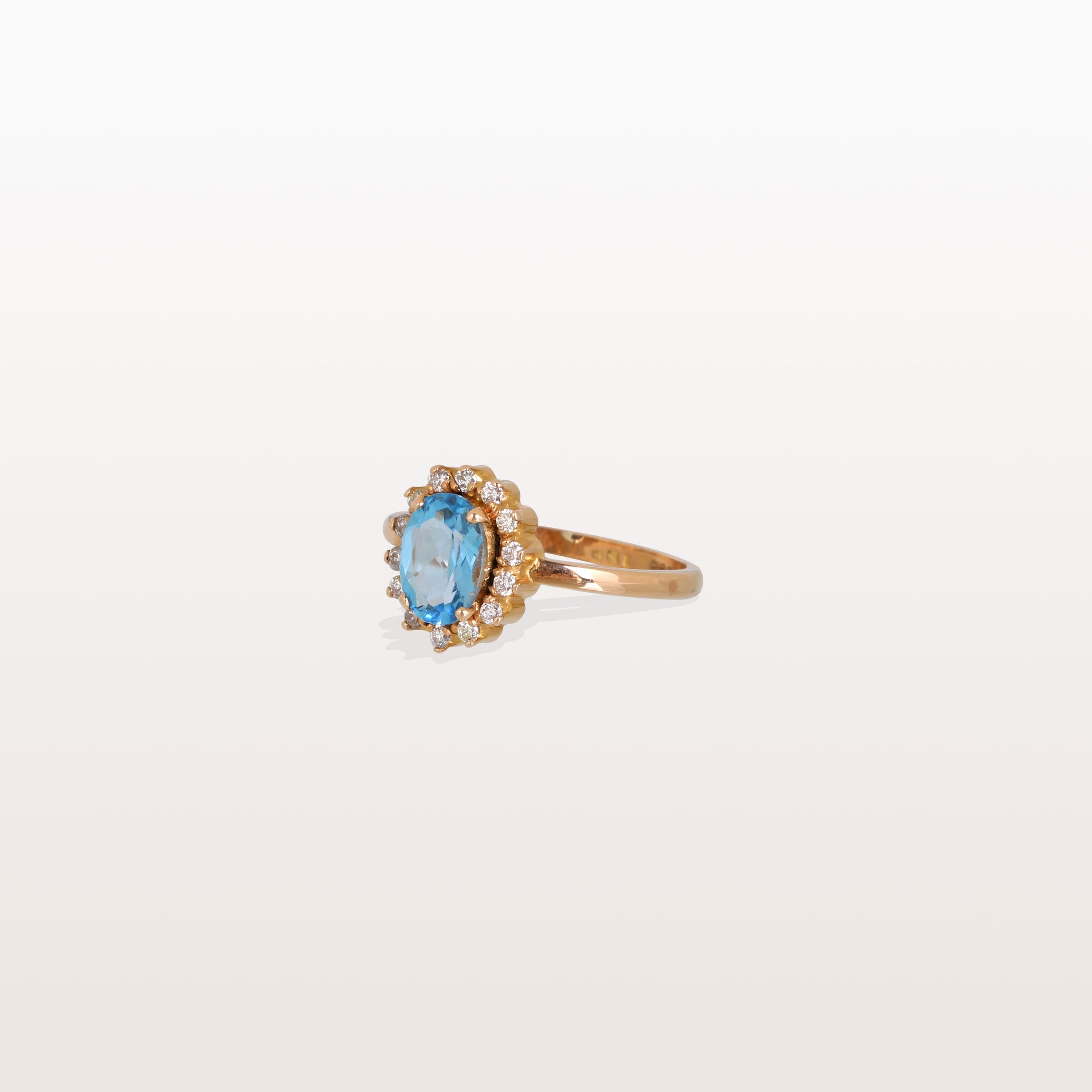 Blue Topaz and Diamond 18K Gold Ring