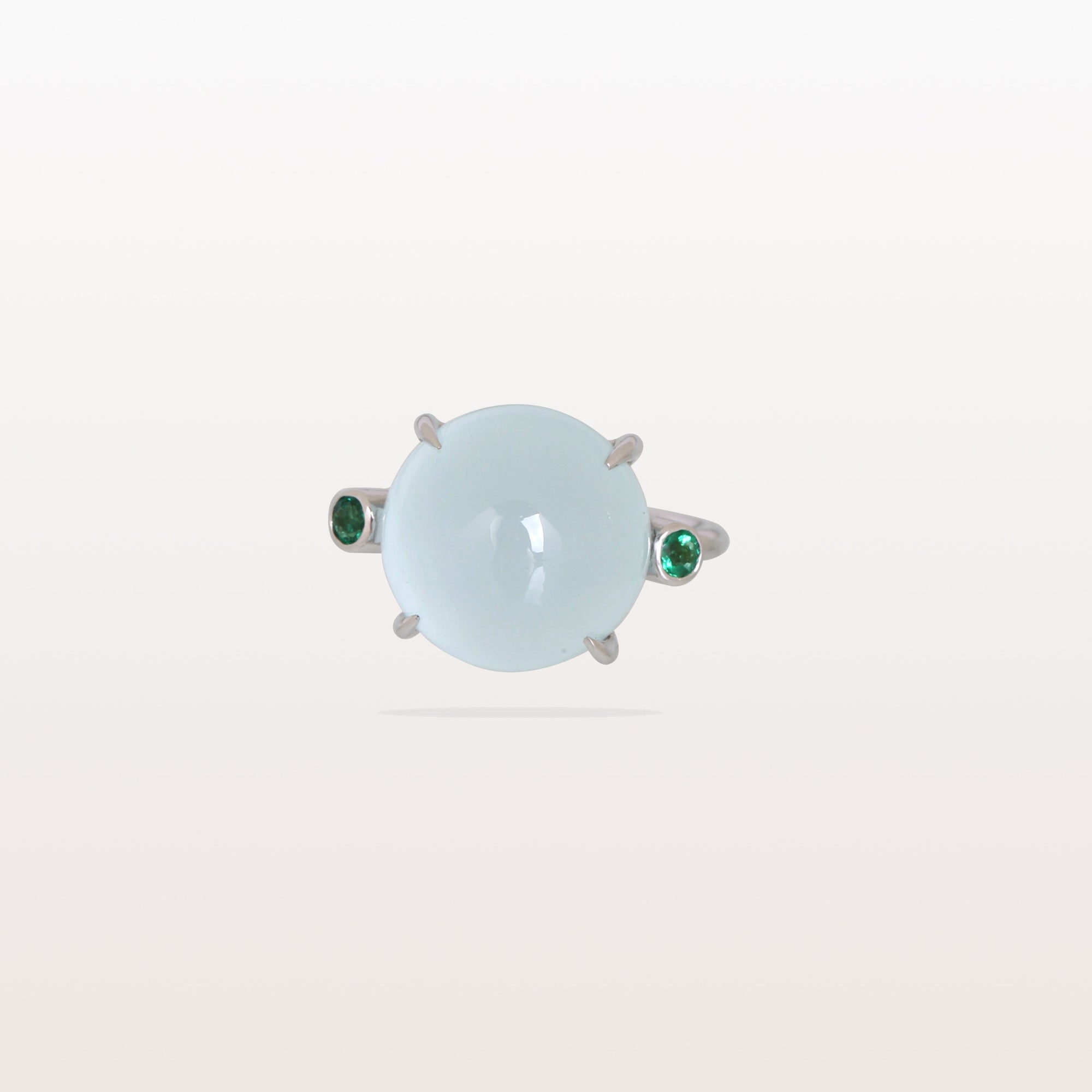 Aquamarine & Emerald 18K White Gold Ring