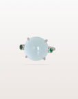 Aquamarine & Emerald 18K White Gold Ring