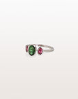 Diopside & Pink Tourmaline 18K White Gold Ring