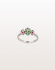 Diopside & Pink Tourmaline 18K White Gold Ring