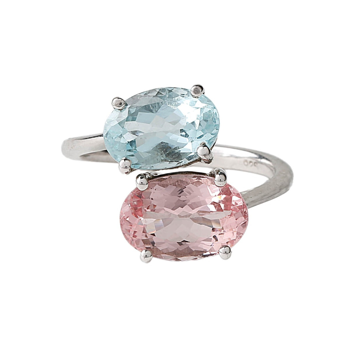 Alluring Aquamarine & Morganite Stone 925 Silver Ring