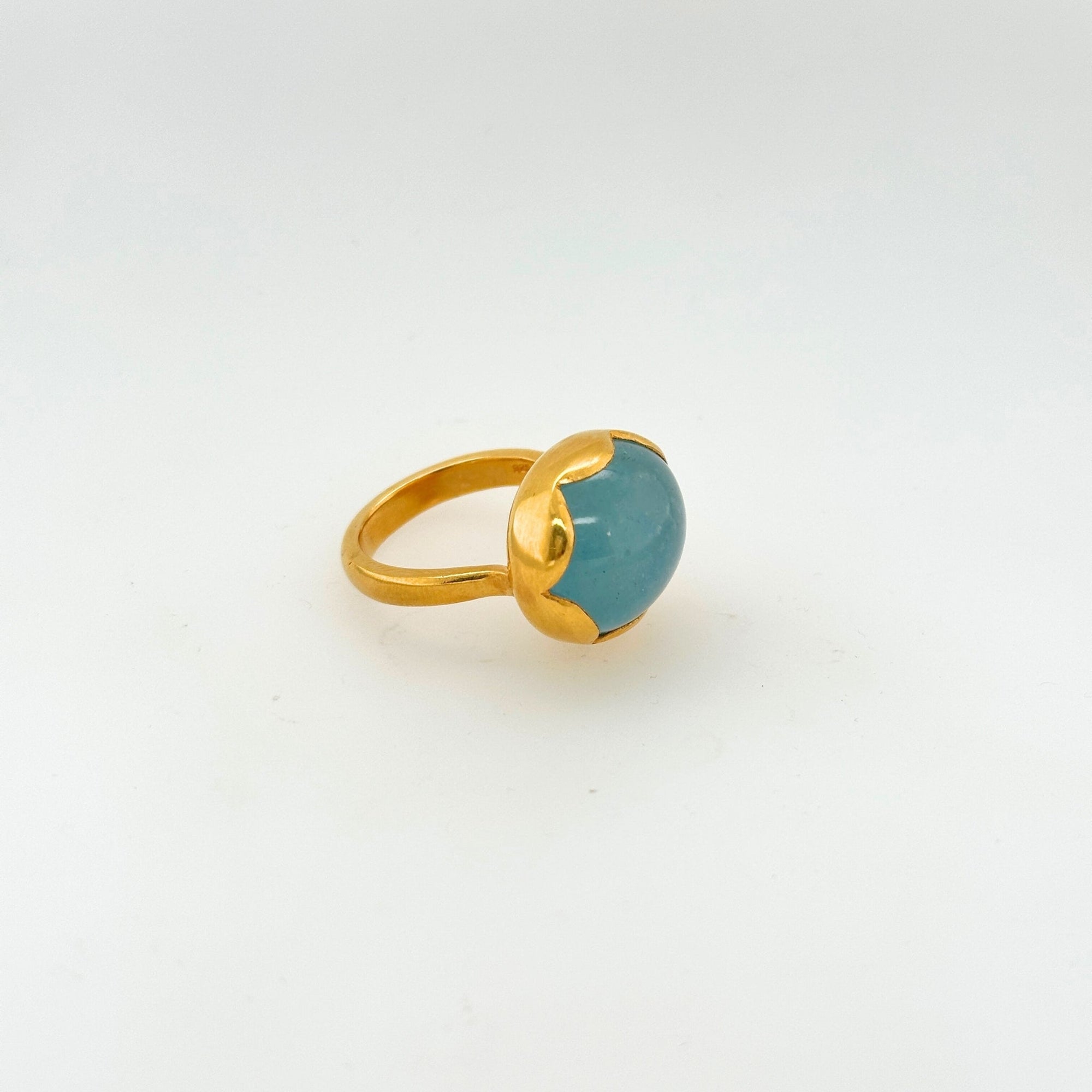 Chonky Aquamarine Gold Plated Silver 925 Ring
