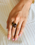 Saffron Silliminite Gold Plated Silver 925 Ring