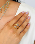 Quill Aquamarine Gold Plated Silver 925 Ring
