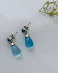 Blue Topaz Teardrop 18K White Gold Earrings