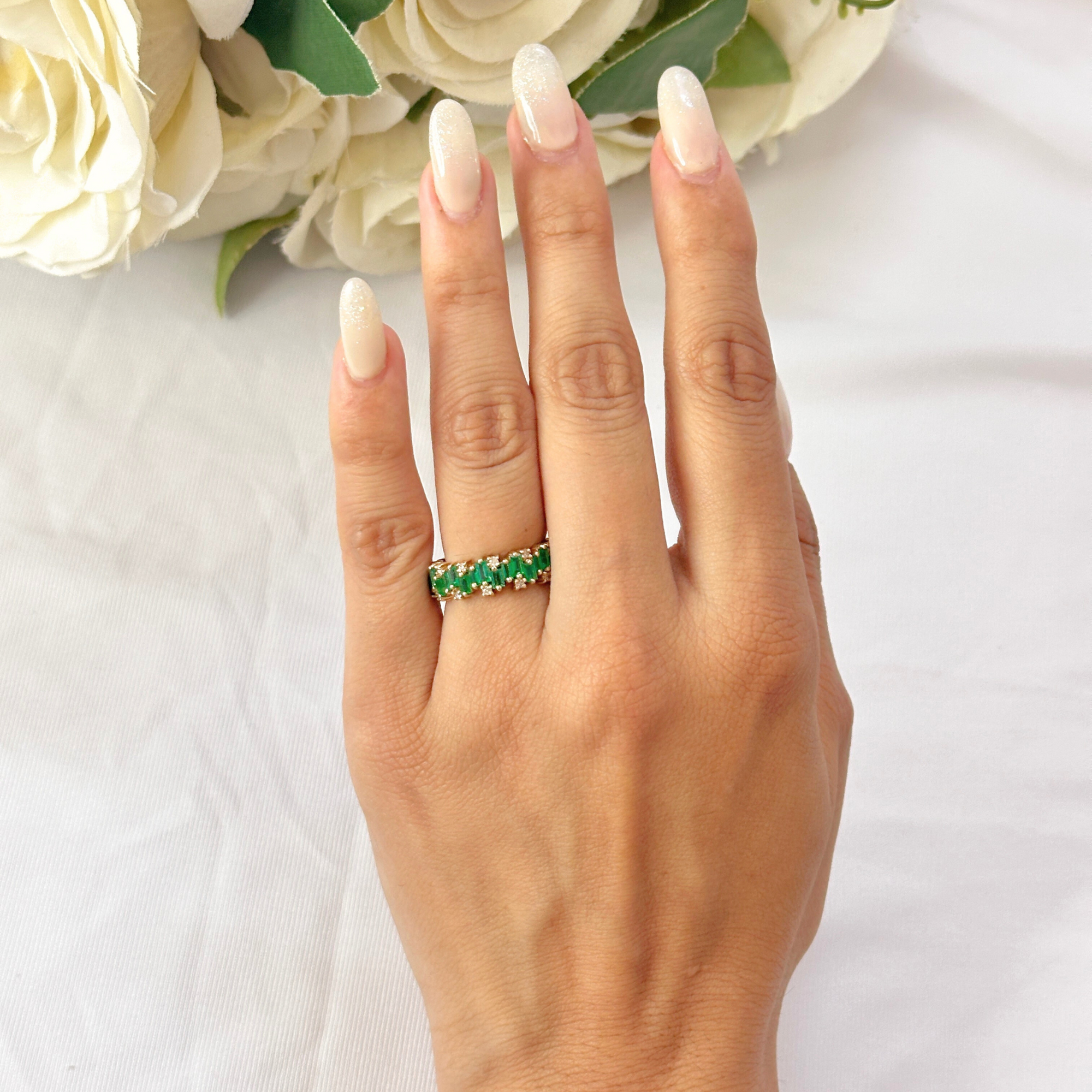 Baguette Emerald & Diamond Ring