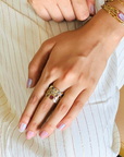 Zephyr Tourmaline and Diamond Gold Plated Silver Ring