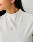 Opal Round 14K Gold Pendant Necklace with Diamonds