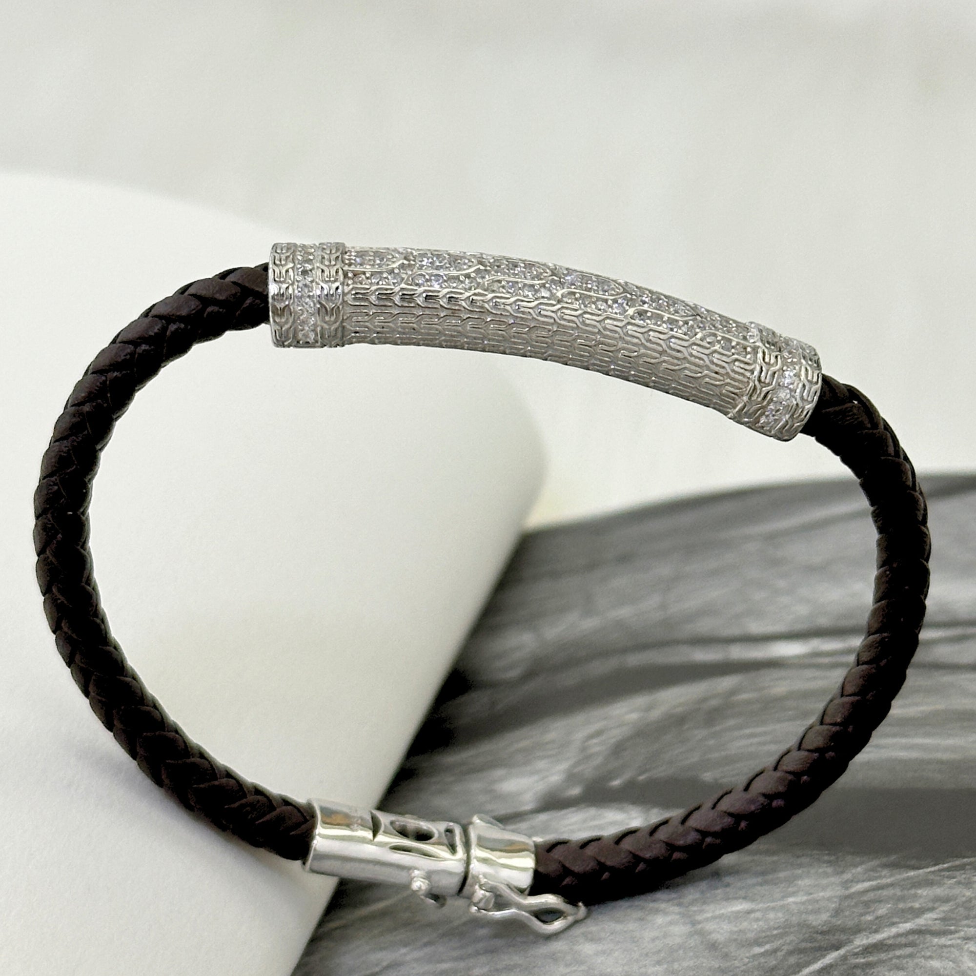 Zale Men's Zircon Silver 925 Bracelet