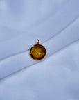 Brown Quartz Round 18K Gold Pendant