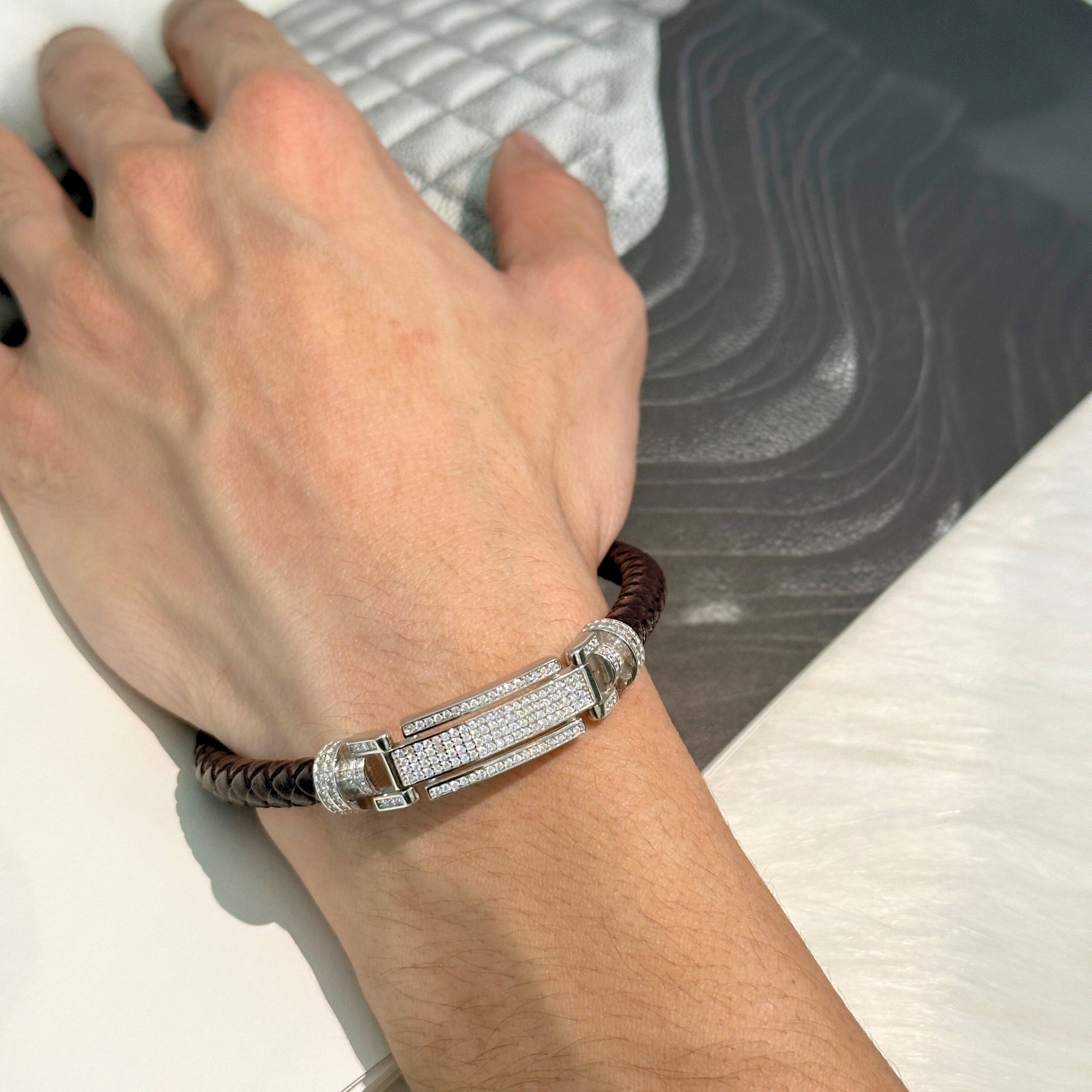 Bron Men's Zircon Silver 925 Bracelet