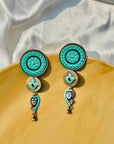 Turquoise and Navy Enamel Silver 925 Earrings