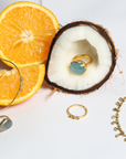 Chonky Aquamarine Gold Plated Silver 925 Ring