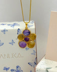 Flower Citrine and Amethyst 18k Gold Plated Silver 925 Pendant