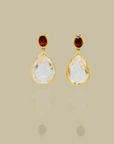 Amara Garnet & Crystal 18K Gold Plated 925 Silver Earrings