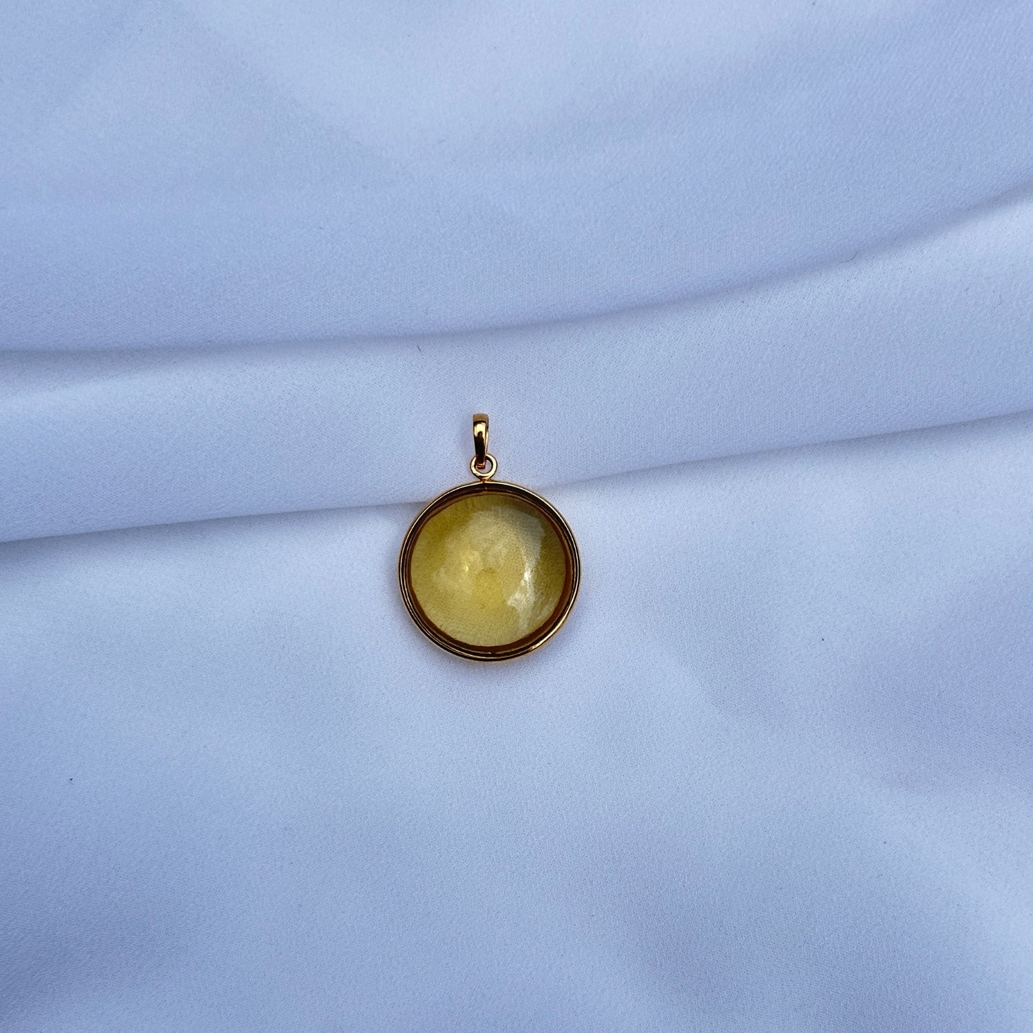 Citrine Round 18K Gold Pendant