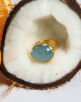 Chonky Aquamarine Gold Plated Silver 925 Ring